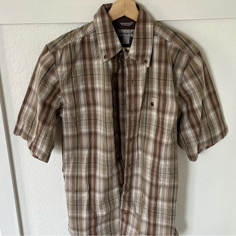 Carhartt Men's Small Relaxed Fit Plaid Button-down Shirt.